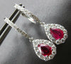 1.56CT DIAMOND & AAA RUBY 14KT WHITE GOLD 3D PEAR SHAPE & ROUND HANGING EARRINGS