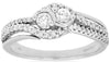 ESTATE .50CT DIAMOND 14KT WHITE GOLD 3D ROUND 2 STONE CRISS CROSS LOVE RING