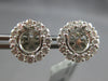 LARGE .87CT DIAMOND 18K WHITE GOLD 3D ROUND FLOWER HALO SEMI MOUNT STUD EARRINGS
