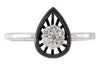 ESTATE .15CT DIAMOND 14KT WHITE & BLACK GOLD 3D FLOWER MARQUISE SHAPE FUN RING