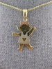 ESTATE 14K TRI COLOR GOLD 3D HANDCRAFTED BABY GIRL HEART FLOATING PENDANT #27423