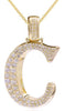 ESTATE LARGE 1.59CT DIAMOND 14KT YELLOW GOLD 3D C INITIAL FUN FLOATING PENDANT
