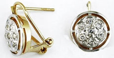 .35CT DIAMOND 14KT YELLOW GOLD FLOWER ETOILE CIRCULAR CLIP ON HANGING EARRINGS