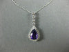ESTATE 1.08CT DIAMOND & AAA AMETHYST 14KT WHITE GOLD 3D PEAR SHAPE HALO PENDANT