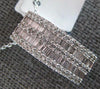 ESTATE WIDE .72CT DIAMOND 18KT WHITE GOLD ROUND & BAGUETTE MULTI ROW BAR PENDANT
