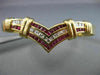 ANTIQUE 2.20CT DIAMOND & AAA RUBY 14KT YELLOW GOLD V SHAPE BANGLE BRACELET #713