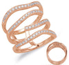 LARGE .60CT DIAMOND 14KT ROSE GOLD 3D MULTI ROW CRISS CROSS MULTI WAVE FUN RING