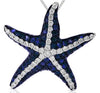 .57CT DIAMOND & AAA SAPPHIRE 14KT WHITE GOLD LUCKY STARFISH FUN FLOATING PENDANT
