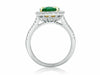 GIA CERTIFIED 4.13CT DIAMOND & AAA EMERALD 14KT 2 TONE GOLD OVAL ENGAGEMENT RING