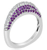 ESTATE 1.25CT DIAMOND & AAA PINK SAPPHIRE 18KT WHITE GOLD 3D DOME SHAPE FUN RING