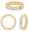LARGE 4.35CT DIAMOND 18KT YELLOW GOLD 3D EMERALD CUT ETERNITY ANNIVERSARY RING