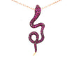 ESTATE 1.85CT DIAMOND & AAA RUBY 18KT ROSE GOLD 3D SNAKE FLOATING PENDANT