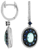 2.35CT DIAMOND & AAA SAPPHIRE & BLUE TOPAZ 14KT WHITE GOLD OVAL & ROUND EARRINGS