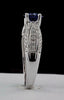 ESTATE 1.34CT DIAMOND & AAA SAPPHIRE 18K WHITE GOLD OVAL & ROUND ENGAGEMENT RING