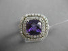 ESTATE LARGE 2.80CT DIAMOND & AAA AMETHYST 14KT WHITE GOLD DOUBLE 3D HALO RING