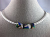 LARGE .15CT DIAMOND & MULTI COLOR ENAMEL 14KT 2 TONE GOLD SLIDER OMEGA NECKLACE
