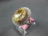 EXTRA LARGE GIA 7.65CT WHITE PINK & FANCY YELLOW DIAMOND 18K 2 TONE GOLD 3D RING