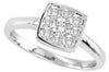 ESTATE .5CT DIAMOND 14K WHITE GOLD ROUND 3D CLASSIC SQUARE CLUSTER FUN LOVE RING