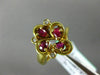 ESTATE LARGE .46CT DIAMOND & AAA RUBY 18K YELLOW GOLD 3D FLOWER ANNIVERSARY RING