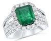 LARGE 4.70CT DIAMOND & AAA EMERALD 18K WHITE GOLD SQUARE & ROUND ENGAGEMENT RING