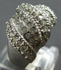 ESTATE WIDE 1.03CT DIAMOND 14KT WHITE GOLD CLASSIC MULTI ROW MULTI LEAF FUN RING