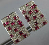 LARGE 4.0CT DIAMOND & AAA RUBY 18KT WHITE GOLD ROUND & PRINCESS CLIP ON EARRINGS
