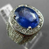 ESTATE EXTRA LARGE 7.74CT DIAMOND & AAA SAPPHIRE 14KT WHITE GOLD OVAL MENS RING