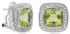 8.14CT DIAMOND & AAA LEMON QUARTZ 14KT WHITE GOLD 3D CUSHION & ROUND EARRINGS
