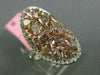 ESTATE LARGE 5.02CT WHITE & PINK DIAMOND 18KT GOLD MULTI SHAPE OVAL CLUSTER RING