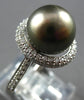 WIDE .44CT DIAMOND & AAA TAHITIAN PEARL 14K WHITE GOLD 3D CLASSIC SOLITAIRE RING