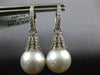 .60CT DIAMOND & SOUTH SEA PEARL 18K WHITE GOLD 3D CLASSIC CROWN HANGING EARRINGS