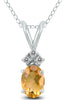 ESTATE .91CT DIAMOND & AAA CITRINE 14KT WHITE GOLD OVAL & ROUND FLOATING PENDANT