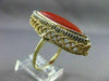 ANTIQUE MASSIVE 14K WHITE & YELLOW GOLD AAA CORAL ELONGATED COCKTAIL RING #22029