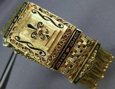 ANTIQUE GENEVA AAA ENAMEL 14K YELLOW GOLD 3D HIDDEN WATCH TASSEL BRACELET #20612