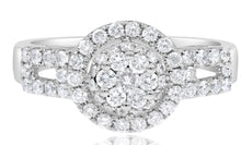 .81CT DIAMOND 14KT WHITE GOLD 3D ROUND CLASSIC CLUSTER HALO FRIENDSHIP FUN RING