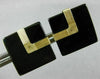 ESTATE LARGE AAA BLACK ONYX 14KT YELLOW GOLD CLASSIC SQUARE STUD EARRINGS #26504
