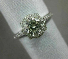 ESTATE 1.05CT DIAMOND 18KT WHITE GOLD 3D SOLITAIRE FLOWER SQUARE ENGAGEMENT RING