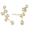ESTATE .25CT DIAMOND 14KT YELLOW GOLD 3D CLASSIC MULTI LEAF EAR CLIMBER EARRINGS