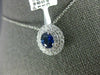 ESTATE 1.15CT DIAMOND & AAA SAPPHIRE 18KT WHITE GOLD 3D OVAL DOUBLE HALO PENDANT