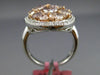 ESTATE LARGE 4.21CT MULTI COLOR DIAMOND 18KT WHITE & ROSE GOLD CLUSTER OVAL RING