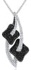 .81CT WHITE & BLACK DIAMOND 18K WHITE GOLD DOUBLE SQUARE FLORAL FLOATING PENDANT