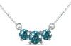 ESTATE 1.0CT BLUE DIAMOND 14KT WHITE GOLD 3D CLASSIC ROUND 3 STONE LOVE NECKLACE
