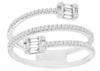 .42CT DIAMOND 14KT WHITE GOLD ROUND & BAGUETTE 3 ROW CRISS CROSS SNAKE FUN RING