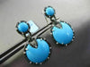 ANTIQUE LARGE 13.1CT MULTI COLOR DIAMOND & AAA TURQUOISE 14K WHITE GOLD EARRINGS