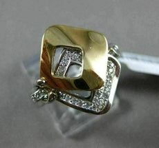 ESTATE WIDE .25CT DIAMOND 18KT WHITE & YELLOW 3D GOLD SQUARE FILIGREE FUN RING