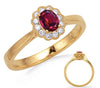.57CT DIAMOND & AAA RUBY 14KT YELLOW GOLD OVAL & ROUND 3D FLOWER ENGAGEMENT RING