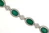 8.73CT DIAMOND & AAA EMERALD 14KT WHITE GOLD OVAL & ROUND MULTI FLOWER BRACELET