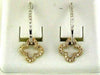 ESTATE .50CT DIAMOND 14KT TWO TONE GOLD CLASSIC CLOVER FLOWER HANGING EARRINGS
