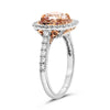 LARGE 1.73CT WHITE & PINK DIAMOND 18KT WHITE & ROSE GOLD RADIANT ENGAGEMENT RING