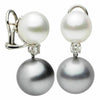 ESTATE LARGE .62CT DIAMOND TAHITIAN & SOUTH SEA PEARL 18K WHITE GOLD 3D EARRINGS